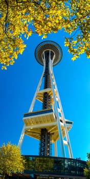 SEATTLE, USA - SEPTEMBER 03, 2022 - Famous Space Needle of Seattle, Washington State, USA