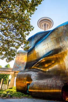SEATTLE, USA - SEPTEMBER 03, 2022 - Facade of the museum of Pop Culture in Seattle, USA