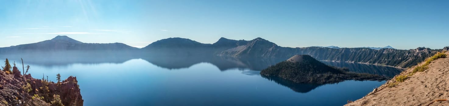 Magnificent reflection of the caldera of Crater Lake in the Crater Lake NP, USA