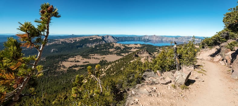 View of Crater Lake from Mt Scott, Crater Lake National Park, USA