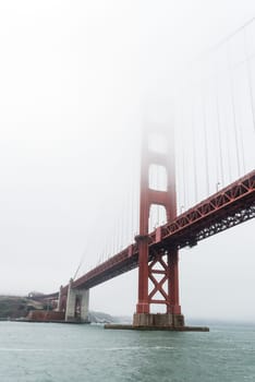 Famous Golden Gate bridge in San Francisco on a foggy day, USA