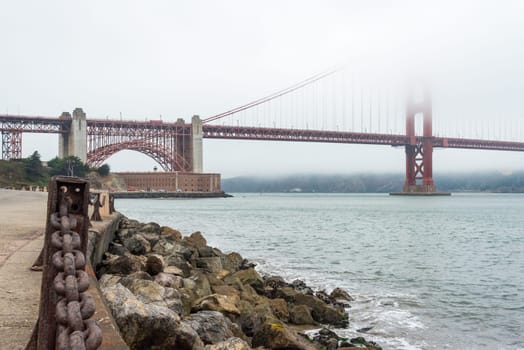 View on Golden Gate Bridge from Golden Gate Beach, San Francisco, USA