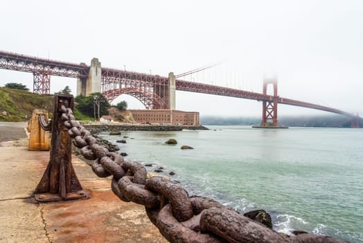 View on Golden Gate Bridge from Golden Gate Beach, San Francisco, USA