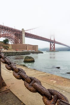 View on Golden Gate Bridge from Golden Gate Beach, San Francisco, USA