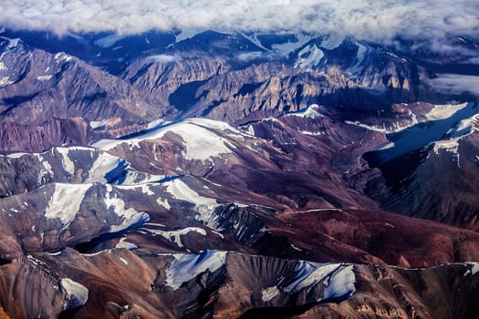Himalayas mountains aerial view with clouds