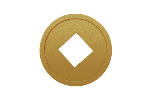 3D Illustration, Chinese gold coin icon .