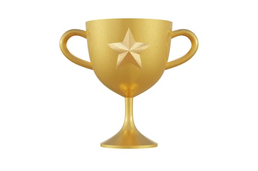3D Illustration, Winner Gold Trophy 3D Icon.