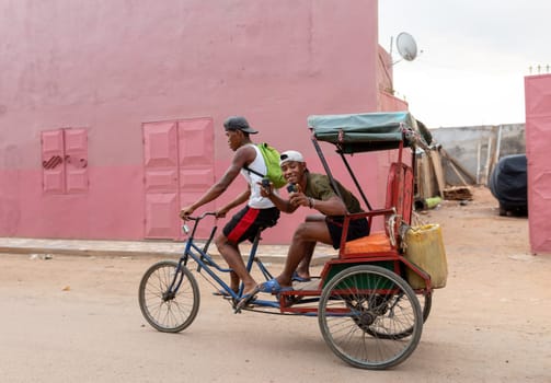 Miandrivazo, Madagascar - November 2nd 2022: A traditional rickshaw on the city streets, serving as a cultural emblem and a mode of transport.