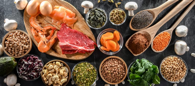 Composition with food products rich in zinc