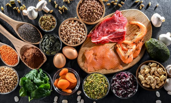 Composition with food products rich in zinc