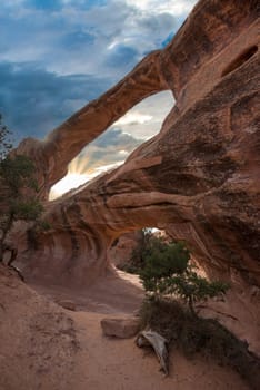 Famous Double Arch in the Arches National Park, USA