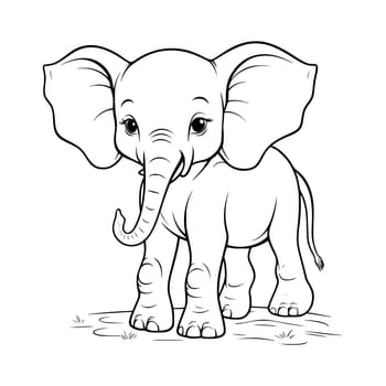 Baby Elephant Coloring Page Drawing For Kids
