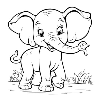 Baby Elephant Coloring Page Drawing For Kids