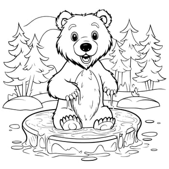 Bear Playing The Balalaikar Coloring Pages for Kids