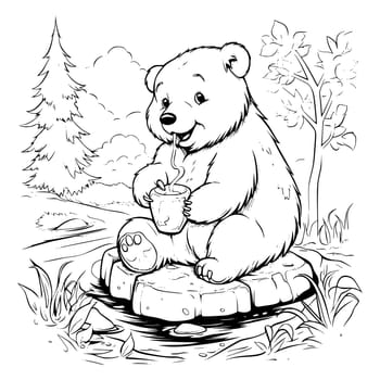 Bear Playing The Balalaikar Coloring Pages for Kids