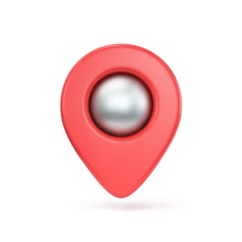 Red map pointer 3D rendering illustration isolated on white background