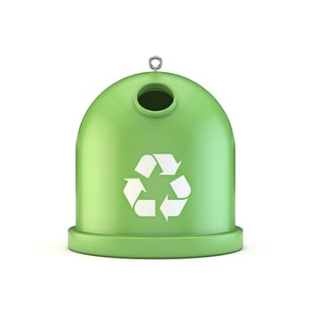 Green round recycle bin 3D rendering illustration isolated on white background