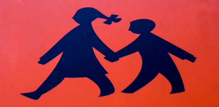 German warning sign for children in a bus