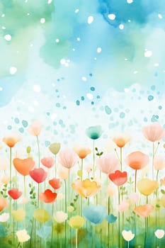 watercolor wildflowers art illustration - AI generative