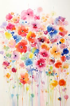 watercolor wildflowers art illustration - AI generative