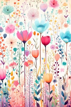 watercolor wildflowers art illustration - AI generative
