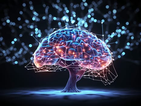 a brain in a circuit with electronic wires - neurosciences and artificial intelligence concept - AI generative