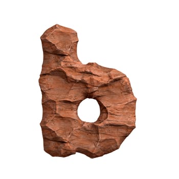 Desert sandstone letter B - Small 3d red rock font isolated on white background. This alphabet is perfect for creative illustrations related but not limited to Arizona, geology, desert...
