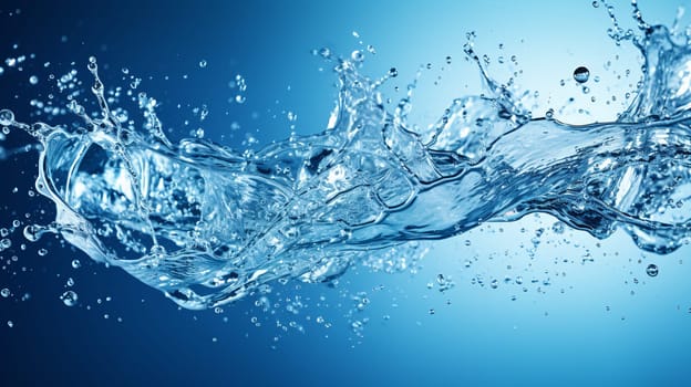water splash on blue background - fluid motion - AI generative
