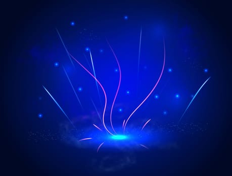 Abstract blue background with neon glow