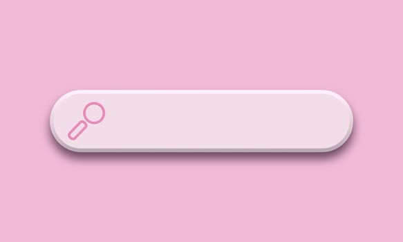 Pink search bar on a pink background, data entry column. 3D illustration