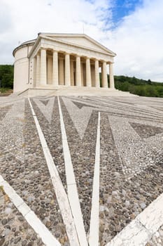 Possagno, Italy. Temple of Antonio Canova with classical colonnade and pantheon design exterior