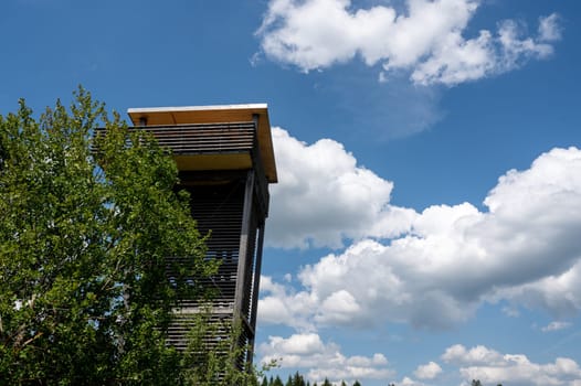 Observation tower in the Black Moor in the High Rhoen, Bavaria, Germany