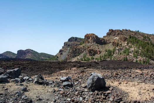 Volcanic landscape in El Teide National Park on the Canary Island of Tenerife, Spain