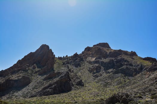 Gigantic rocks in the volcanic landscape in El Teide National Park on the Canary Island of Tenerife, Spain