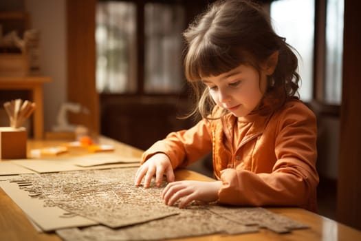 Blind child is learning to read braille, handicapped or disabled girl, communication and education skill