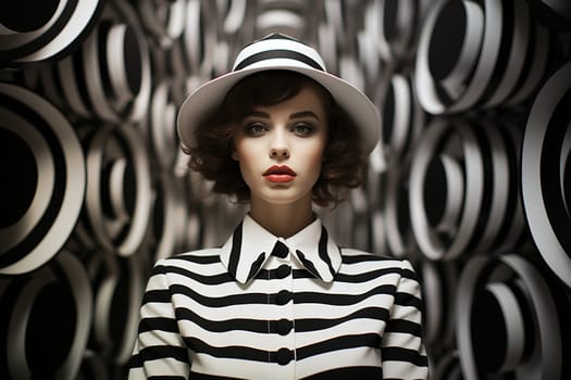 Woman in a tunnel, hypnosis spiral, manipulation by media, optical illusion, influence and trance