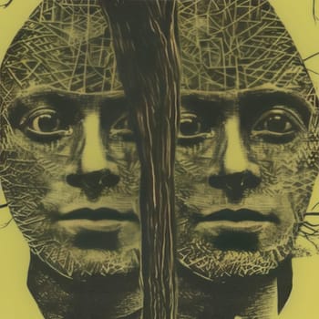 Artistic conceptual design of a man face - AI Generated