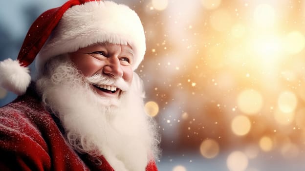 Portrait from Santa Clause with red cap and white beard - Chrismas Card Concept. Artificial Art