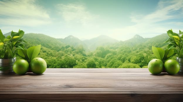 Mediterranean concept with juicy limes and copyspace. artificial art