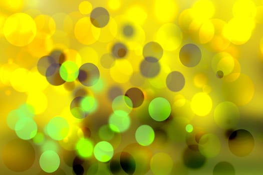 A festive abstract gradient green yellow brown background texture with glitter defocused sparkle bokeh circles. Card concept for Happy New Year, party invitation, valentine or other holidays.
