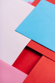 Abstract geometric shape color background. Pastel colorful geometry minimal layout. Unique pop art linear wallpaper design. Color sample composition top view.