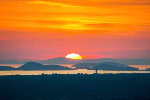Sibenik, sunset at the archipel of islands near Kaprije