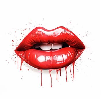 Dripping lips logo design isolated on white background. Generative AI.