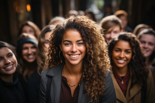 Portrait of multiracial and multiethnic young people group. Diversity an tolerance concept. Generative AI.