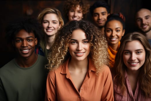 Portrait of multiracial young people group. Diversity an tolerance concept. Generative AI.