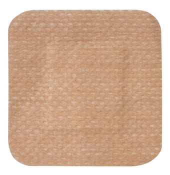 Square medical brown textile plaster on white isolated background