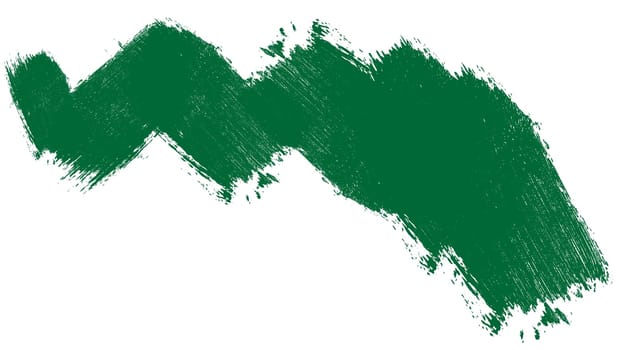 Swatch of green smudged acrylic paint isolated on white background, close up