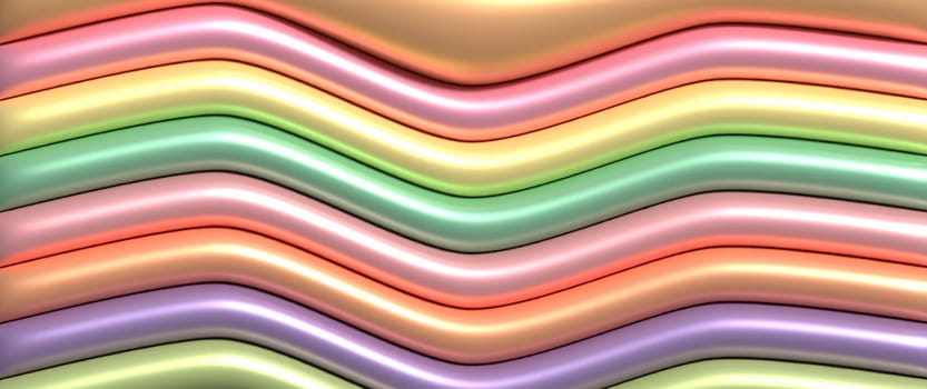 Soft inflate shiny lines, 3D rendering illustration