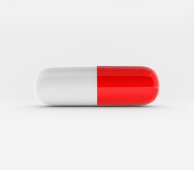 Medicine capsules on the white background