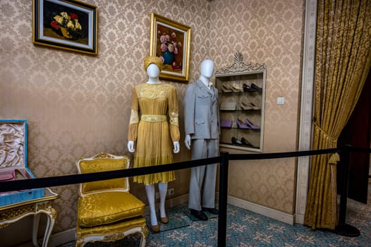 BUCHAREST, ROMANIA - September 13, 2022: The Ceausescu Palace or The Ceausescu Mansion or Spring Palace. house of Communist leader, Nicolae Ceausescu. High quality photo